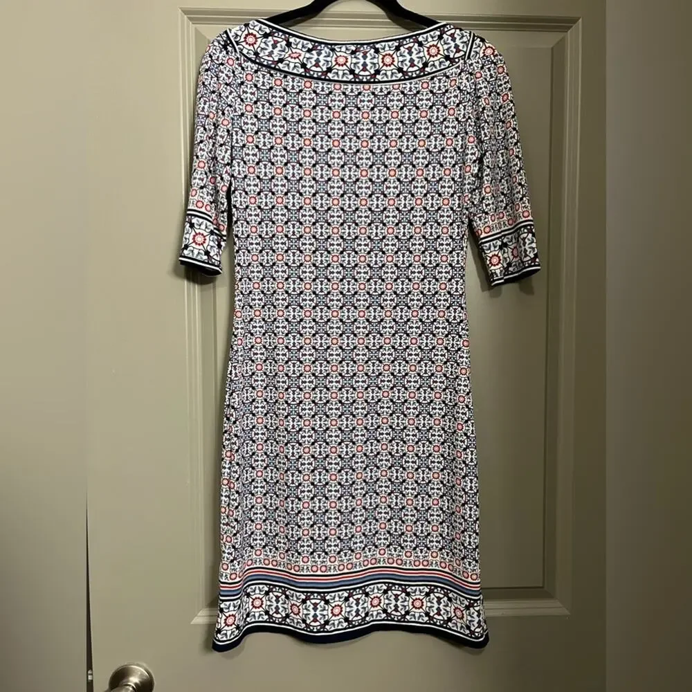 Max Studio Blue and Red Patterned Dress Like New - Picture 3 of 6